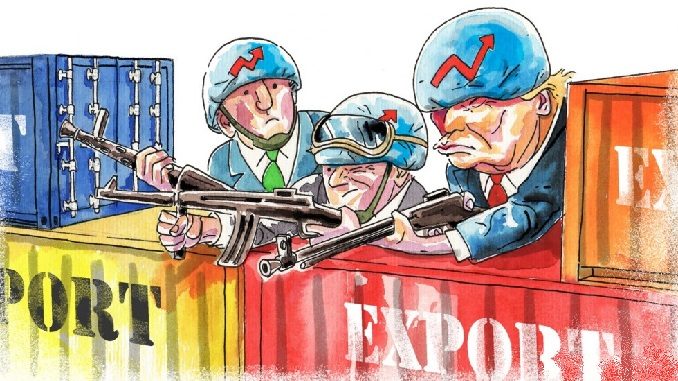 Risultati immagini per trade war china trump cartoons