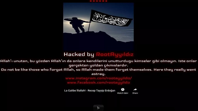 Screen shot of hacked website