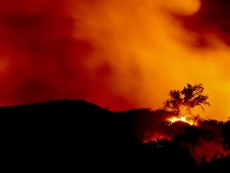 The Alisal Fire burns in the canyons near Goleta, east of Santa Barbara, California, USA, 13 October 2021. According to the latest reports, the Windy Fire is 13,400 acres with five percent containment. EPA-EFE/ETIENNE LAURENT