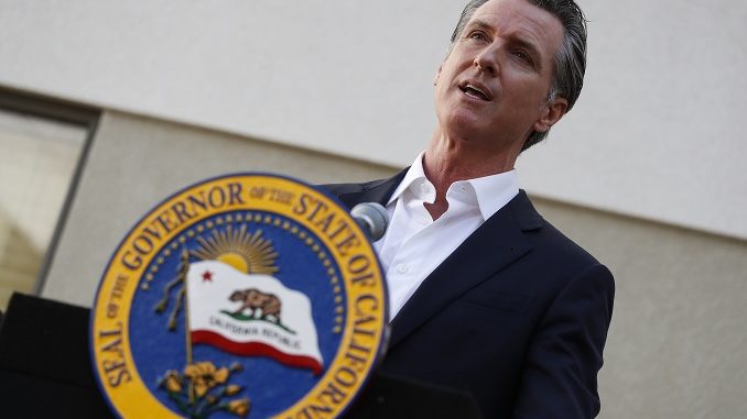 California governor Newsom holds news conference at the West Los Angeles VA Medical Center